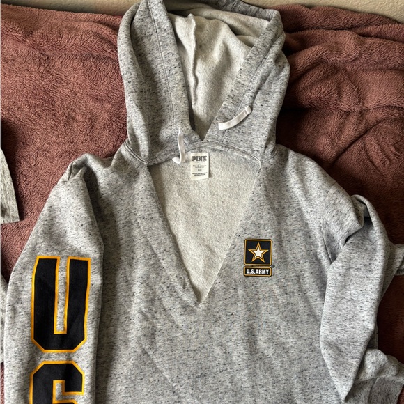 Pink Gray U.S. Army Hoodie with V-Neck - Picture 2 of 3